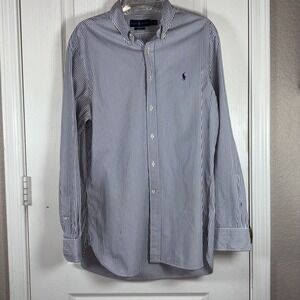 Ralph Lauren Shirt Men's 16.5x 34/35 Navy‎ White Striped Button Down Long Sleeve